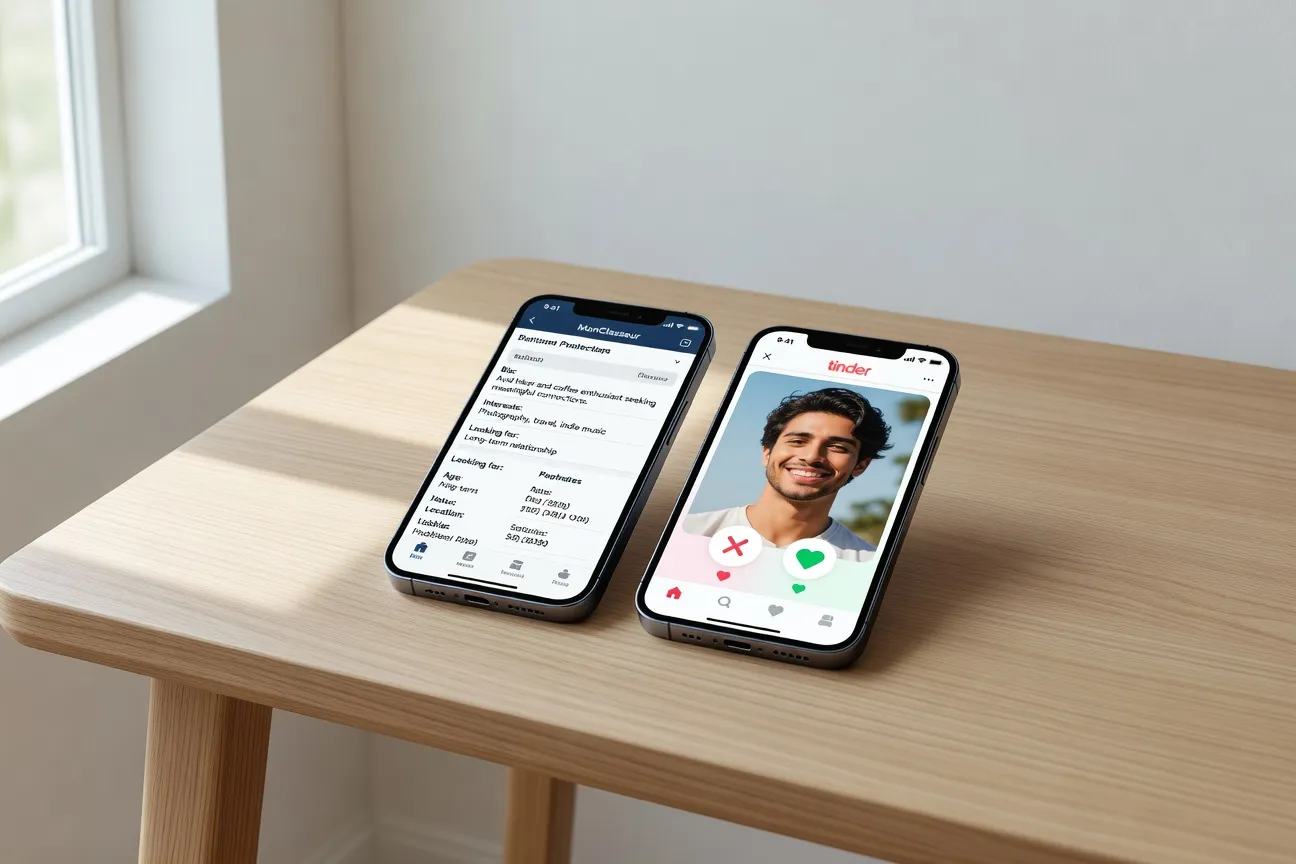 Comparaison interface MonClasseur et Tinder cote a cote