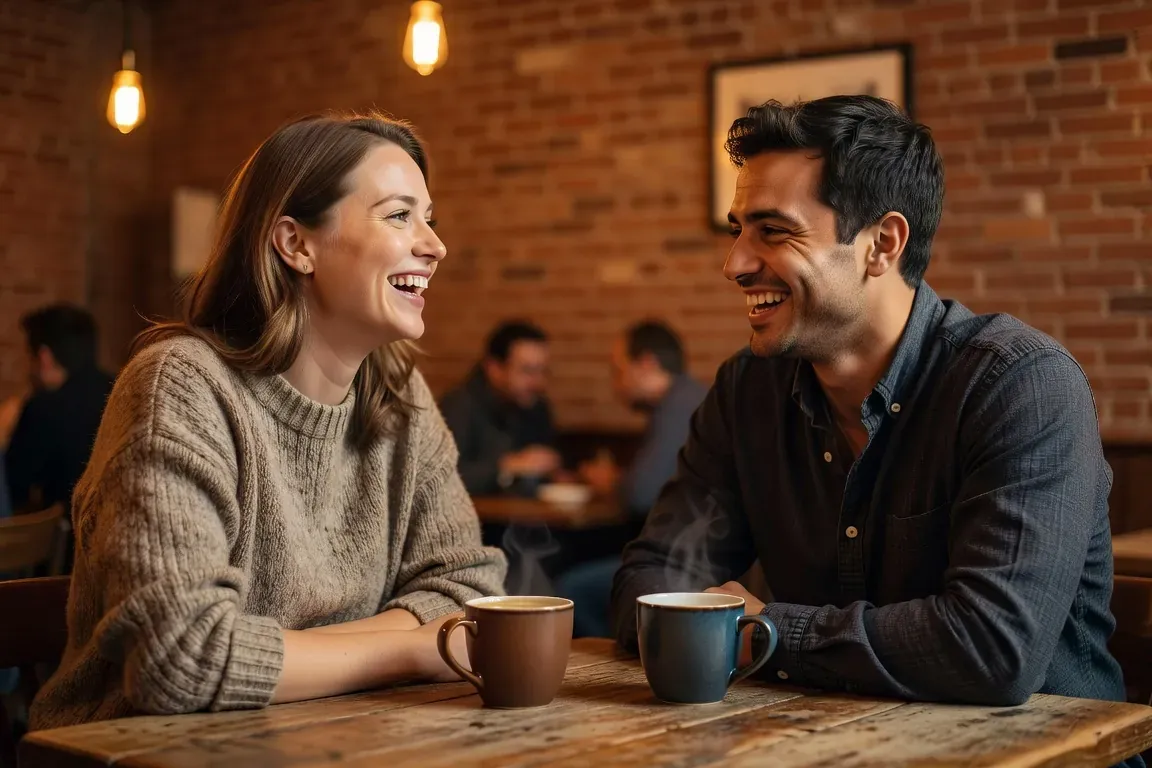 Canadian woman et expatri&eacute; fran&ccedil;ais discutent dans un bistro du Plateau Mont-Royal